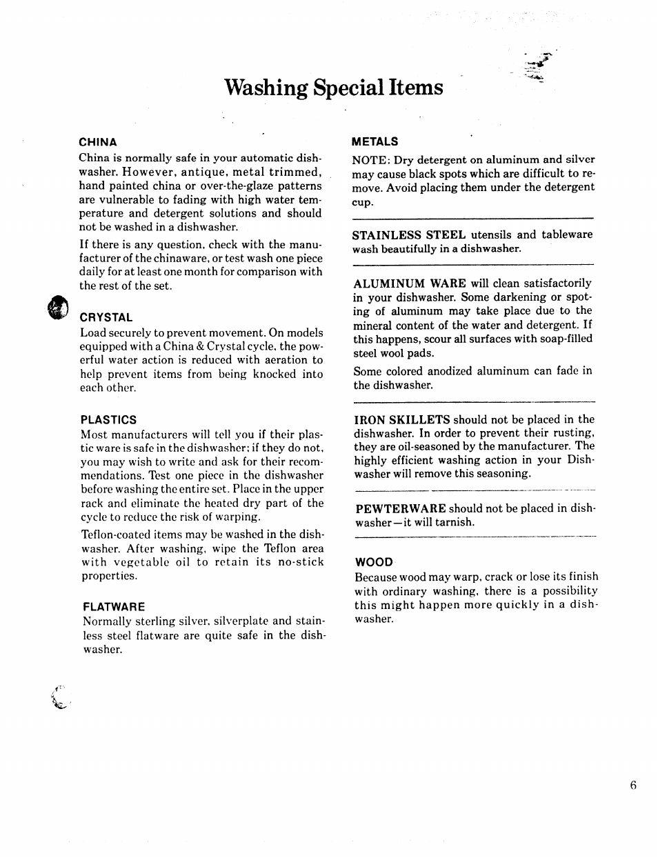 China, Crystal, Plastics | Flatware, Metals, Wood | GE 49-5301-1 User Manual | Page 7 / 16