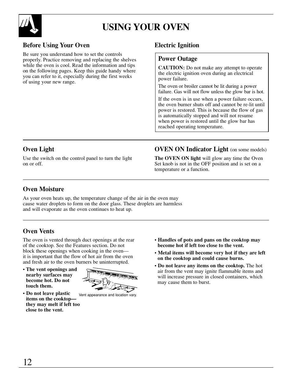 Oven, Light bulb replacement, Oven –28 | Light bulb replacement , 33, 12 using your oven | GE EGR3000 User Manual | Page 12 / 52