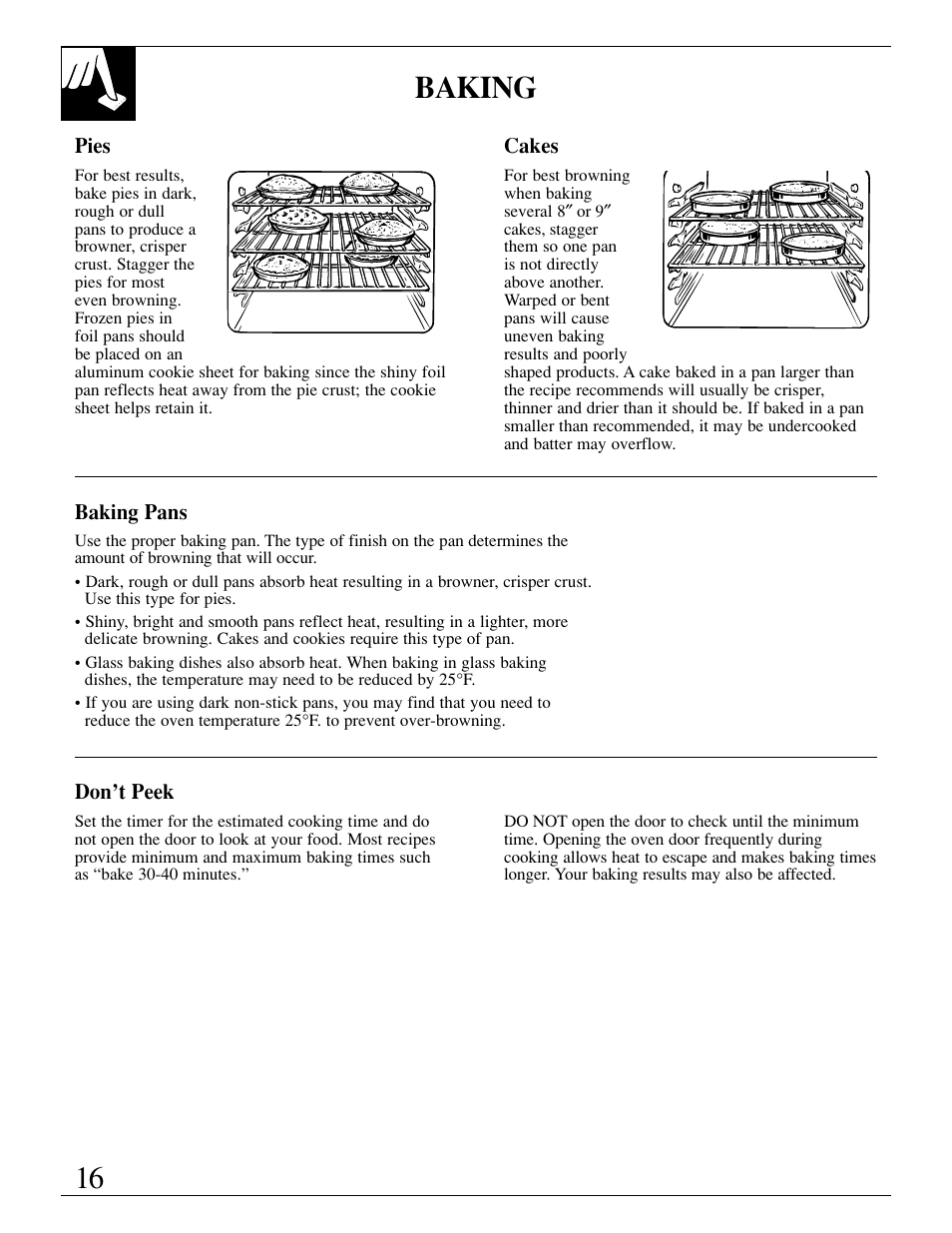 Baking | GE EGR3000 User Manual | Page 16 / 52