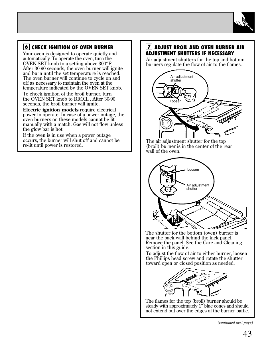 Air adjustment, Air adjustment , 44 | GE EGR3000 User Manual | Page 43 / 52