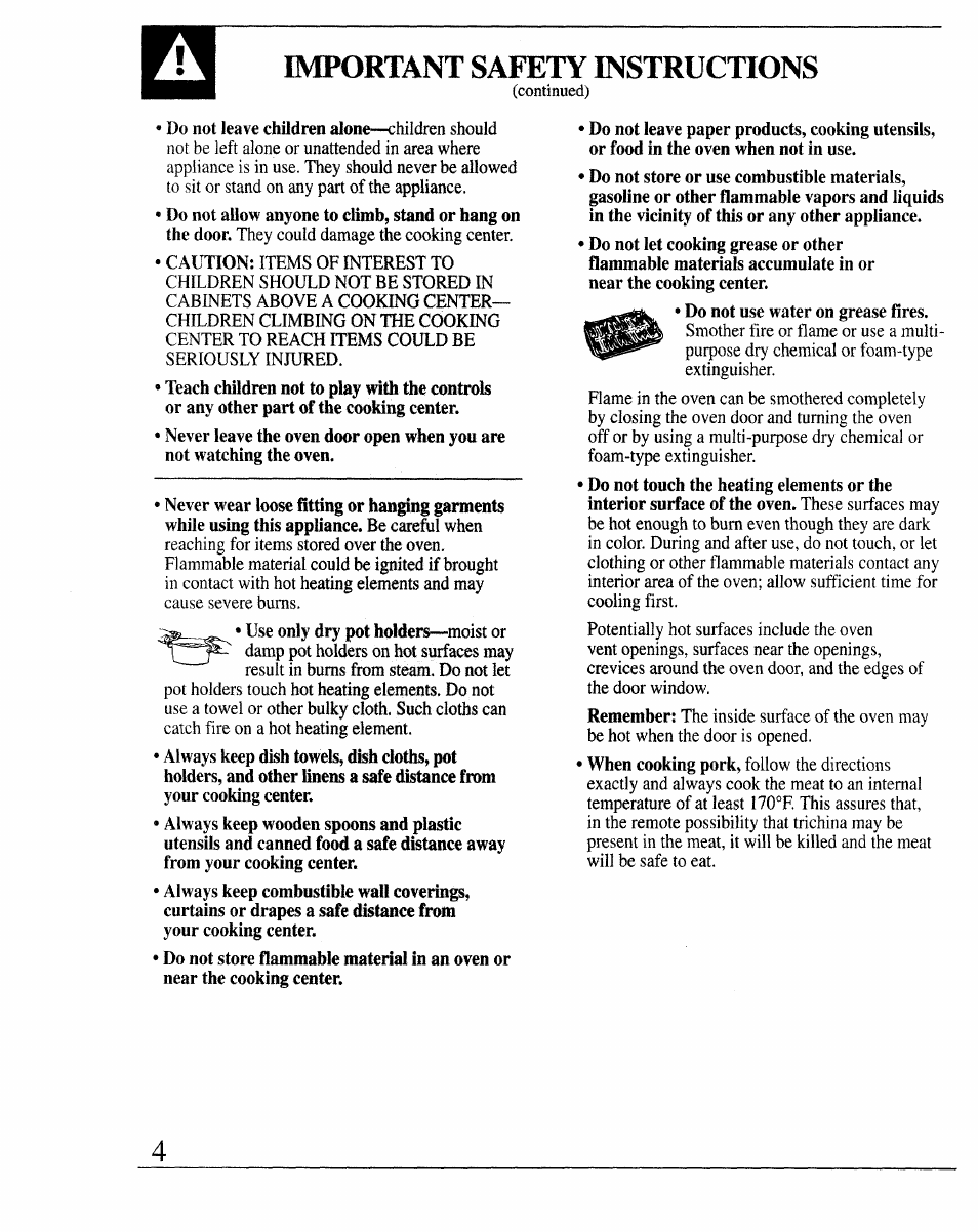 Important safety instructions | GE 164D2966P127-I User Manual | Page 4 / 44