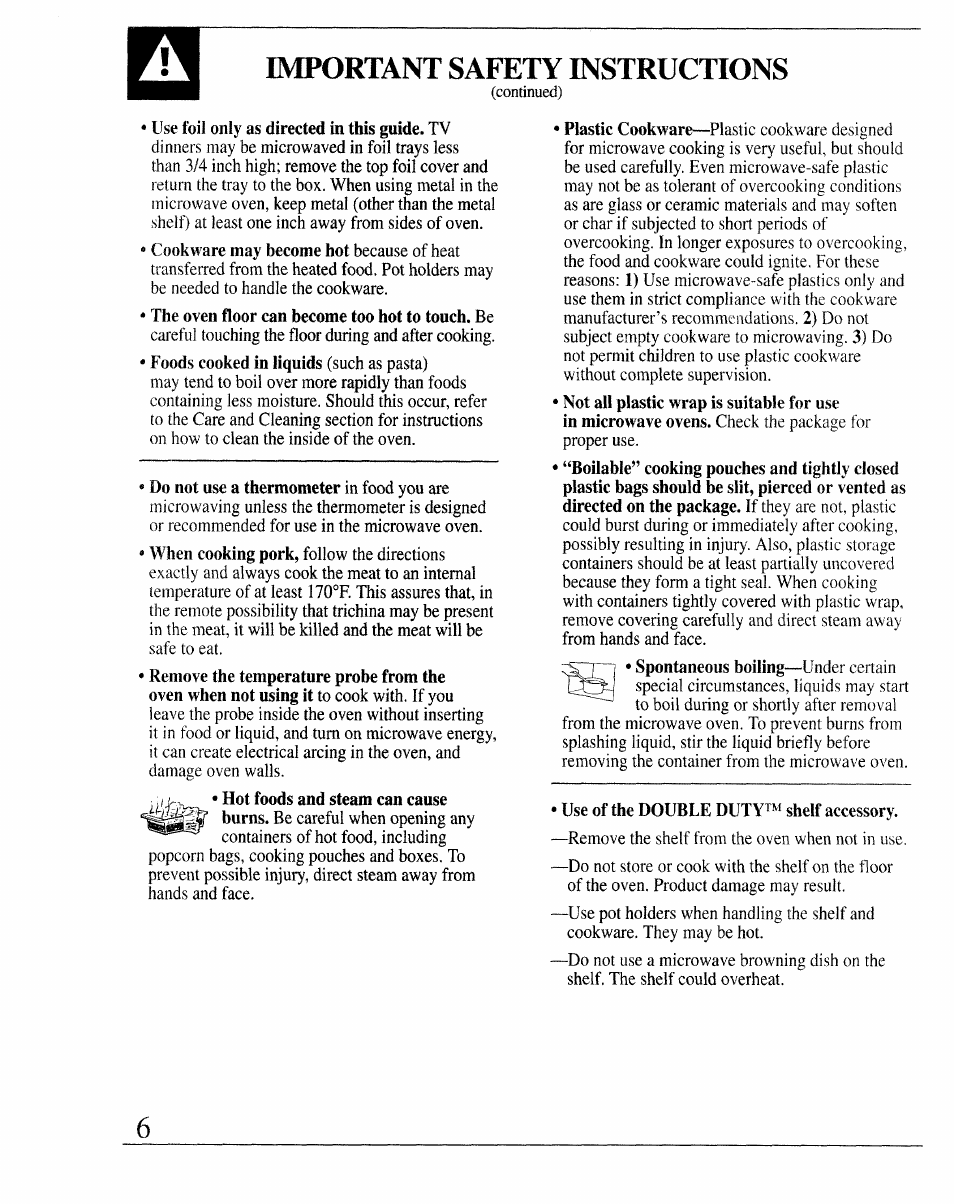 Important safety instructions | GE 164D2966P127-I User Manual | Page 6 / 44