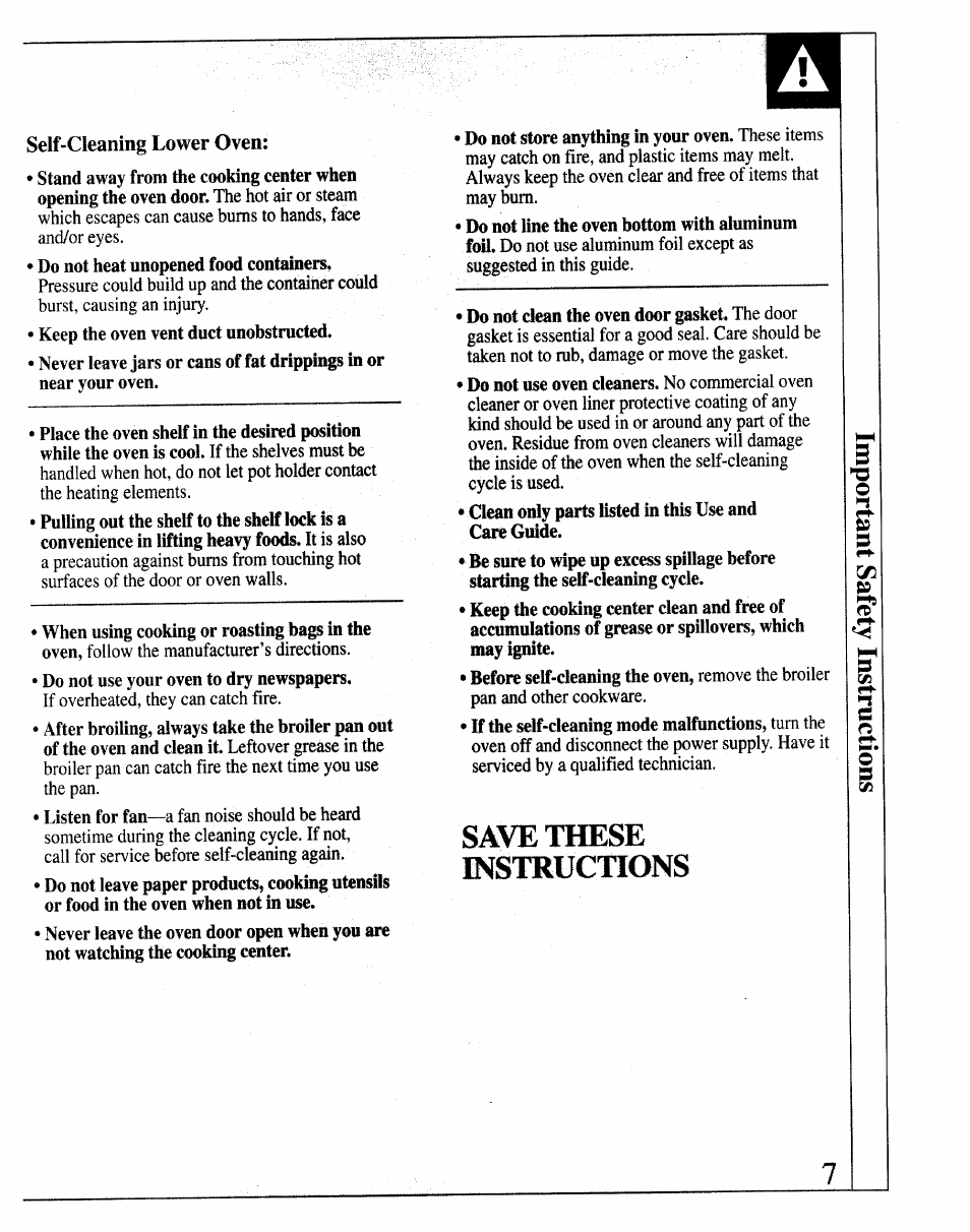 Self-cleaning lower oven, Save these instructions, Self-cleaning oven -33 | GE 164D2966P127-I User Manual | Page 7 / 44