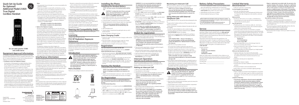 GE 00020672 User Manual | 2 pages