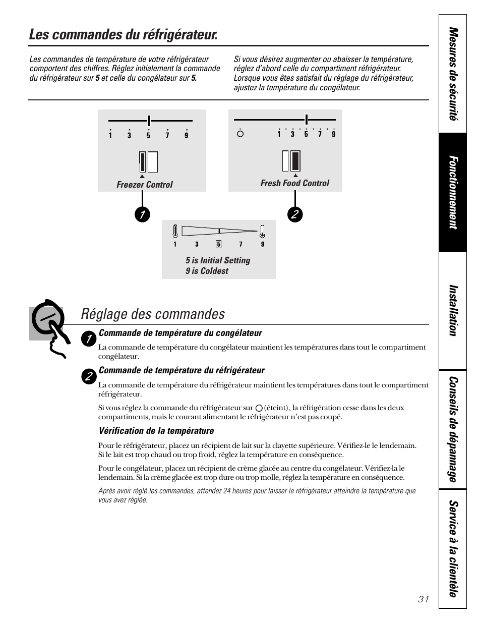 Commandes, Caractéristiques, Commandes caractéristiques –35 | GE 49-60080 7-00 JR User Manual | Page 31 / 76