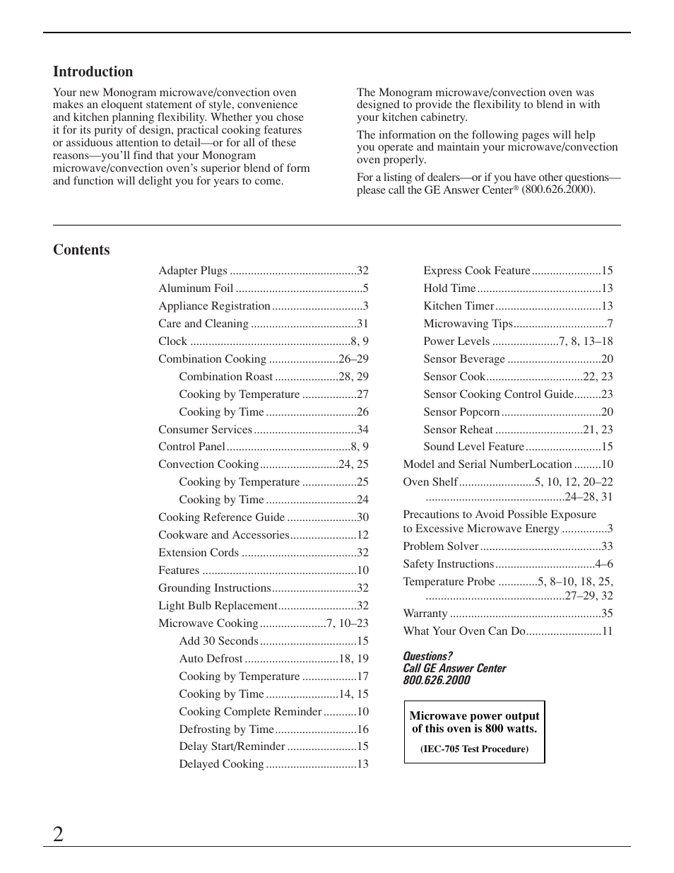 GE ZMC1095 User Manual | Page 2 / 36