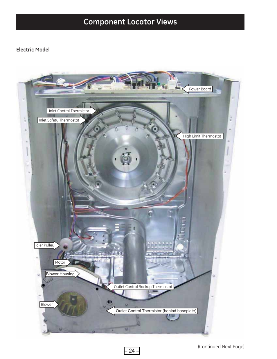 Component locator views | GE DCVH515 User Manual | Page 24 / 50