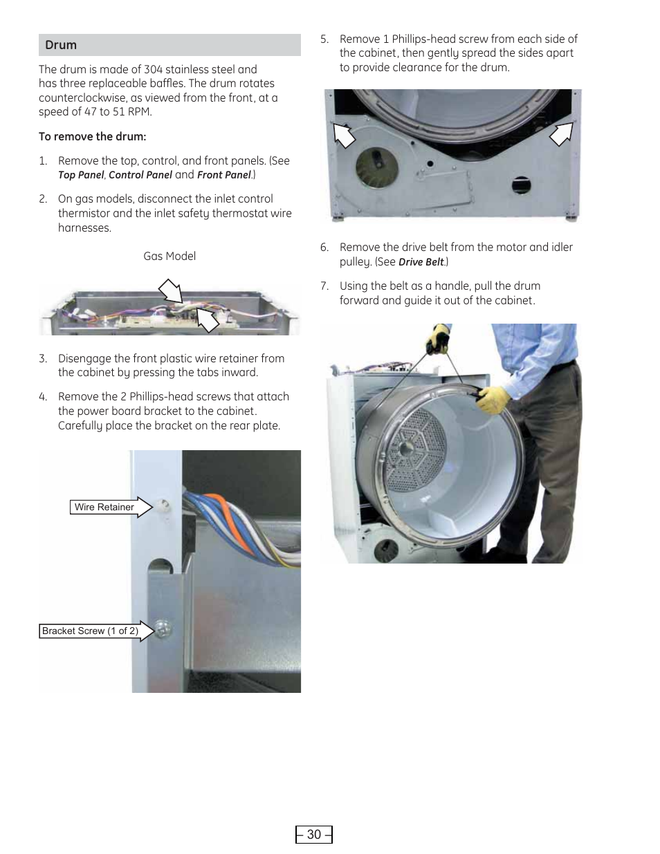 Drum | GE DCVH515 User Manual | Page 30 / 50