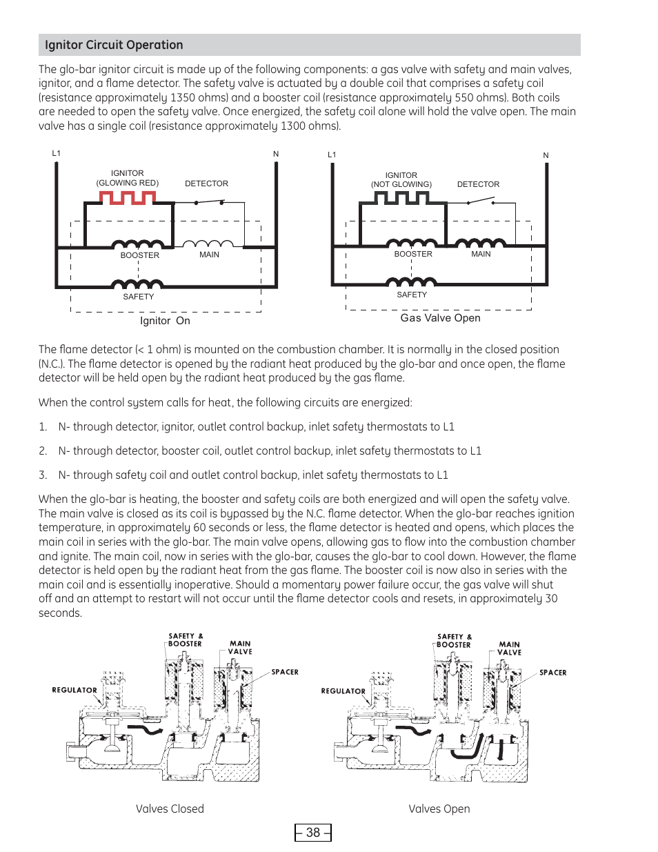 Ignitor circuit operation, 38 – ignitor circuit operation | GE DCVH515 User Manual | Page 38 / 50