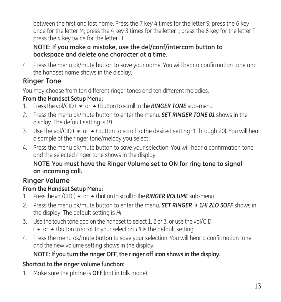 GE 28115 Series User Manual | Page 13 / 84