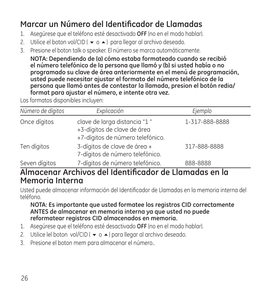 Marcar un número del identificador de llamadas | GE 28115 Series User Manual | Page 68 / 84