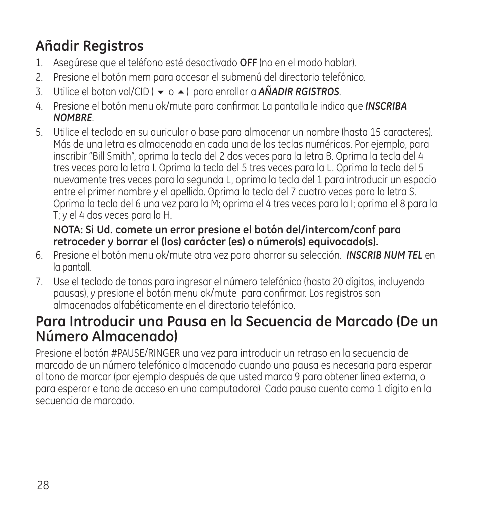 Añadir registros | GE 28115 Series User Manual | Page 70 / 84