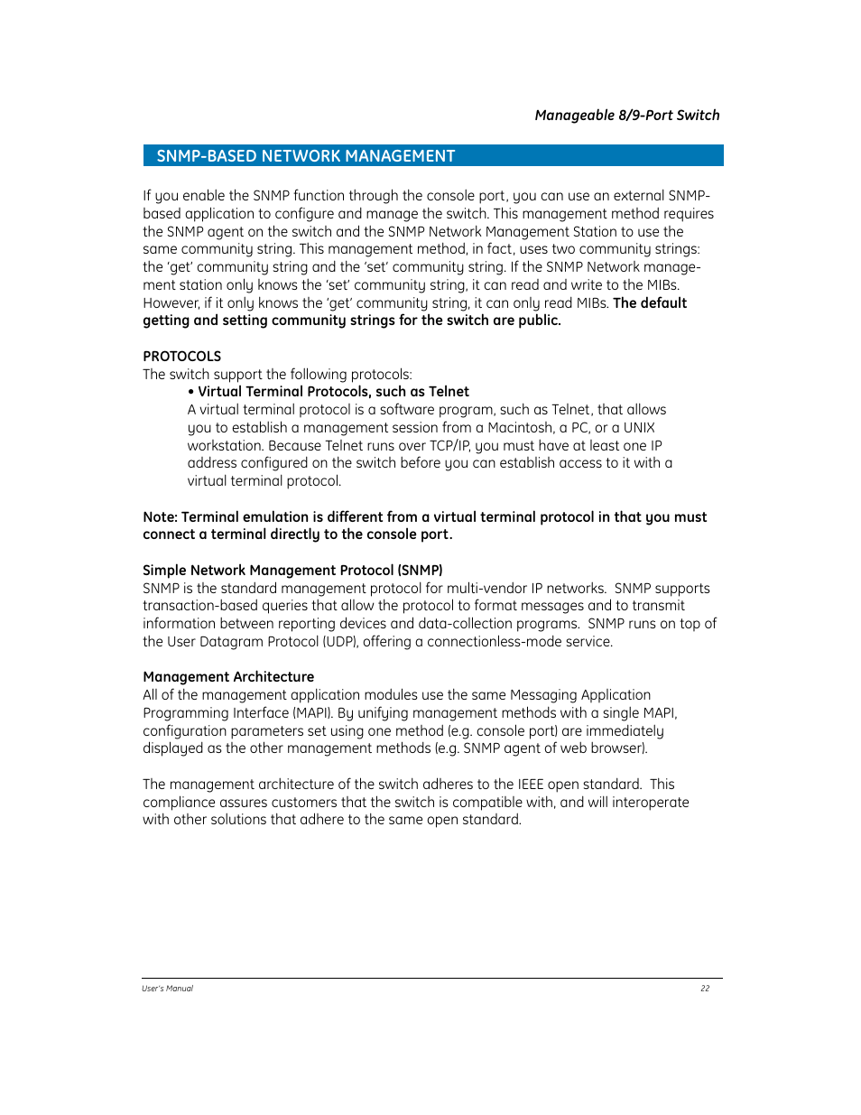 Snmp-based network management | GE EtherNAV D7600 Series User Manual | Page 26 / 90