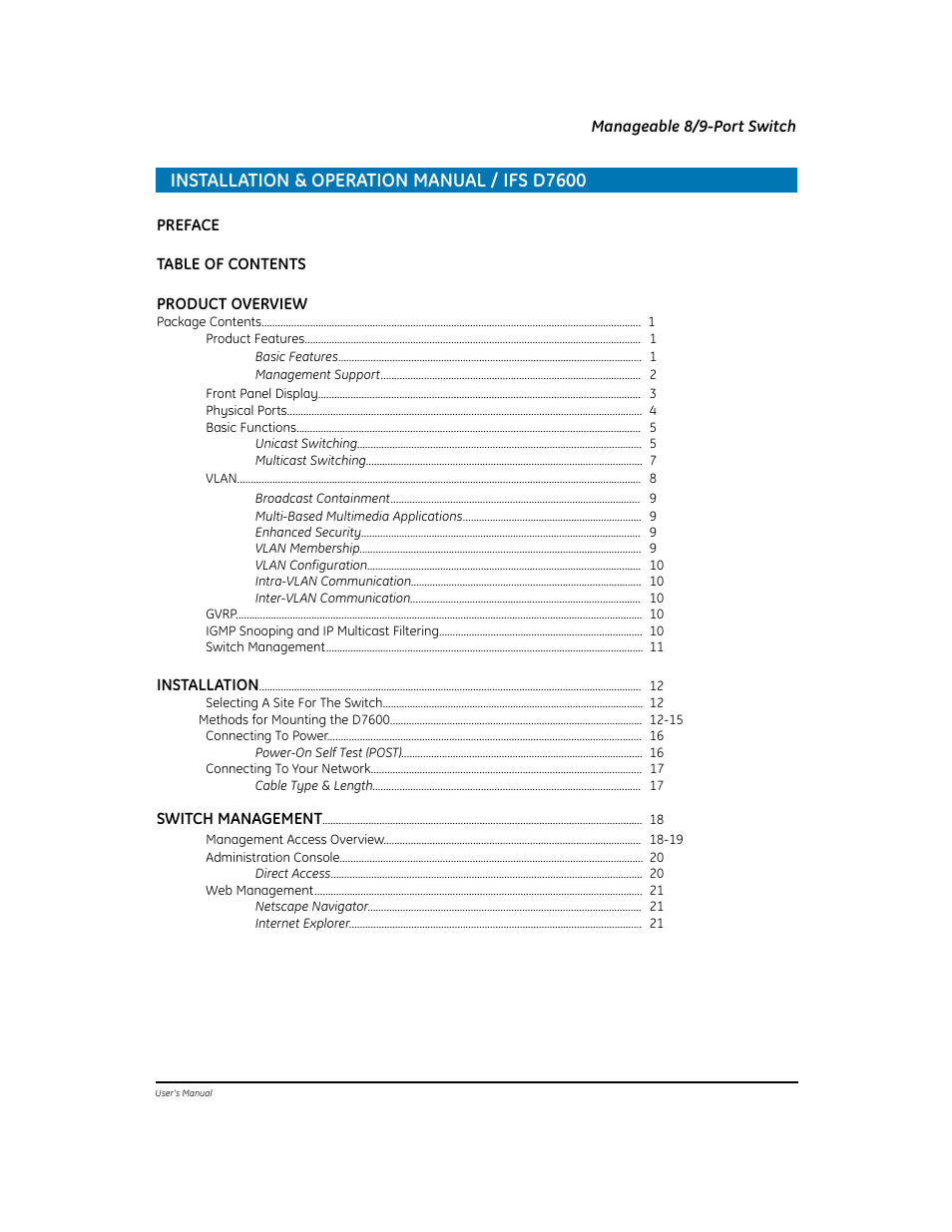 Installation & operation manual / ifs d7600 | GE EtherNAV D7600 Series User Manual | Page 3 / 90