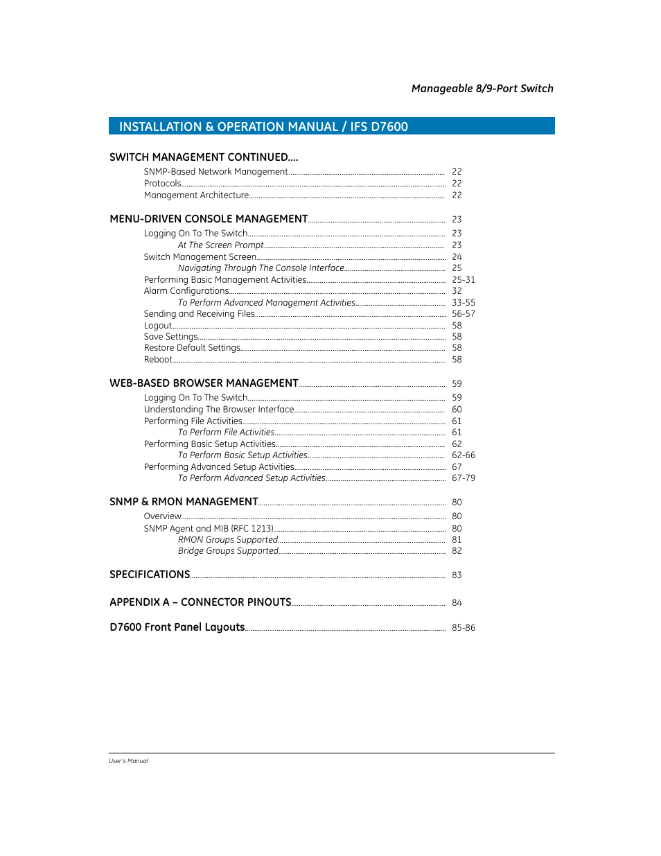 Installation & operation manual / ifs d7600 | GE EtherNAV D7600 Series User Manual | Page 4 / 90