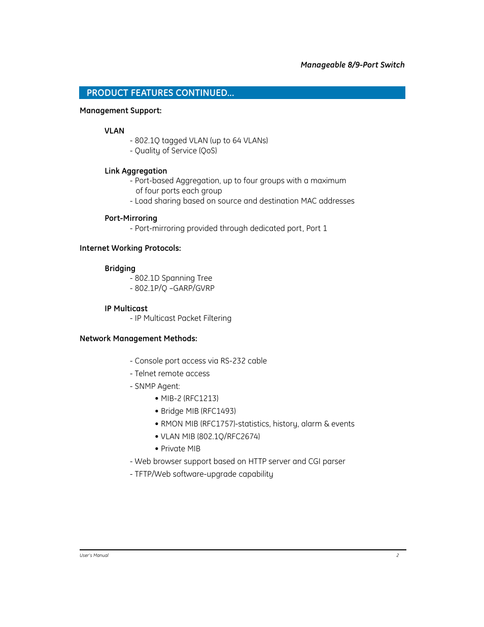 Product features continued | GE EtherNAV D7600 Series User Manual | Page 6 / 90