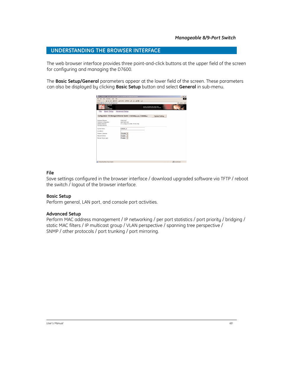 Understanding the browser interface | GE EtherNAV D7600 Series User Manual | Page 64 / 90