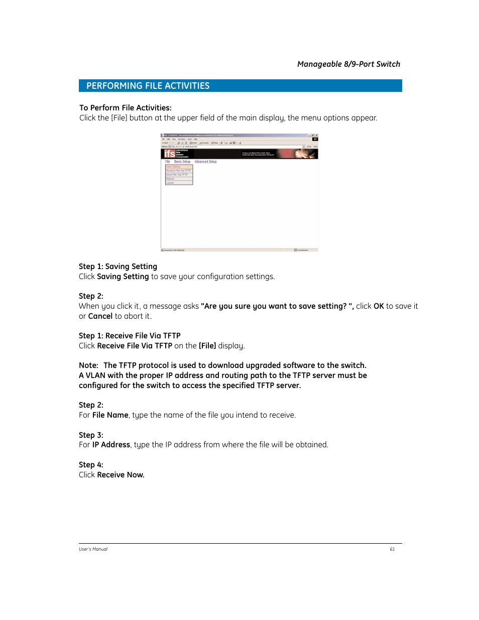 Performing file activities | GE EtherNAV D7600 Series User Manual | Page 65 / 90