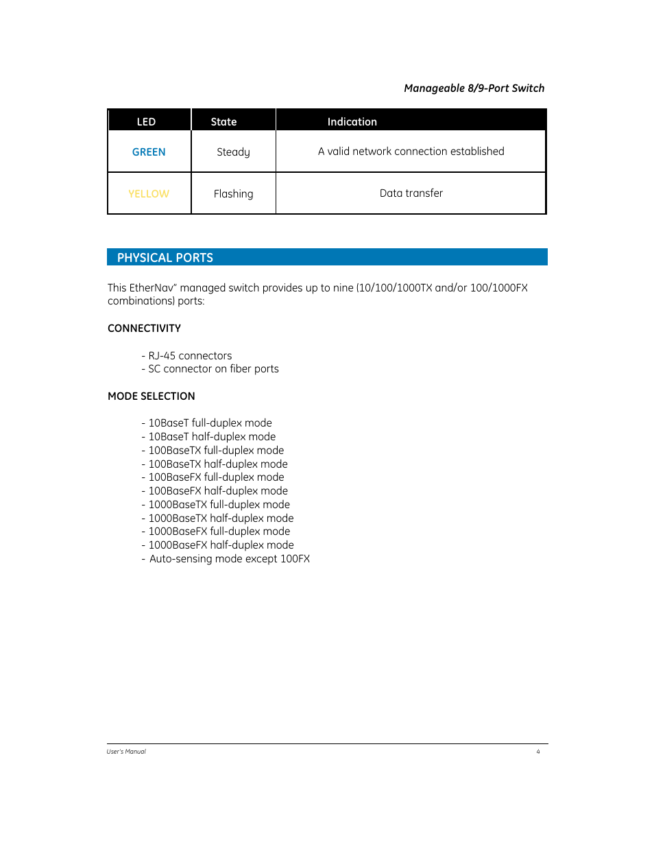 Physical ports | GE EtherNAV D7600 Series User Manual | Page 8 / 90