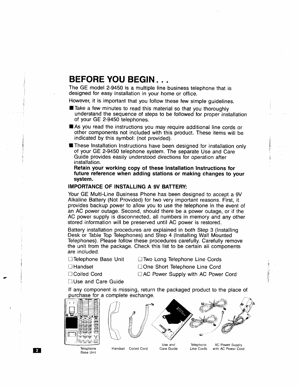 Before you begin | GE Feb-50 User Manual | Page 2 / 16