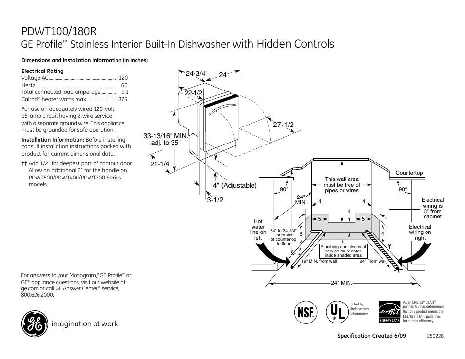 GE Profile CDWT980 User Manual | 2 pages