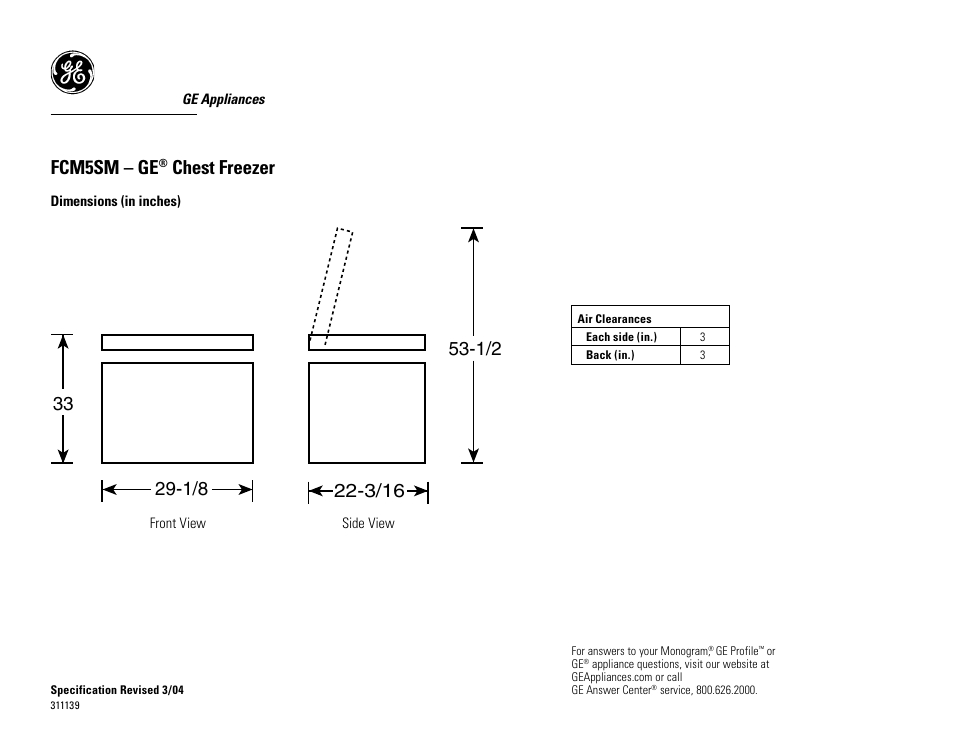 GE Profile FCM5SMWH User Manual | 2 pages