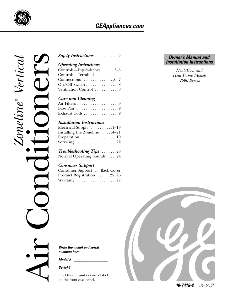 GE 49-7419-2 User Manual | 28 pages
