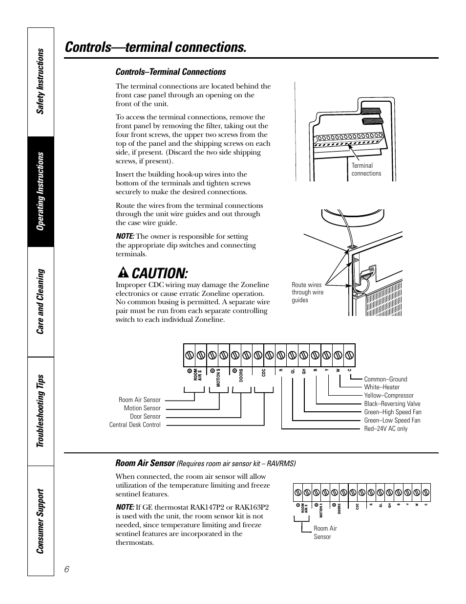 Controls—terminal connections, Controls—terminal connections , 7, Caution | GE 49-7419-2 User Manual | Page 6 / 28