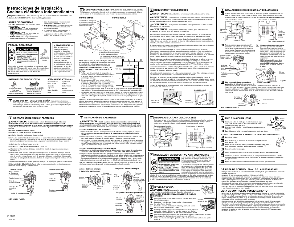 Wadvertencia, 8w advertencia | GE 31-10677-1 User Manual | Page 2 / 2