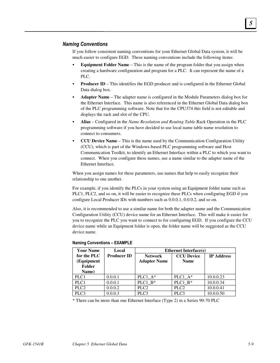 Naming conventions | GE GFK-1541B User Manual | Page 158 / 240