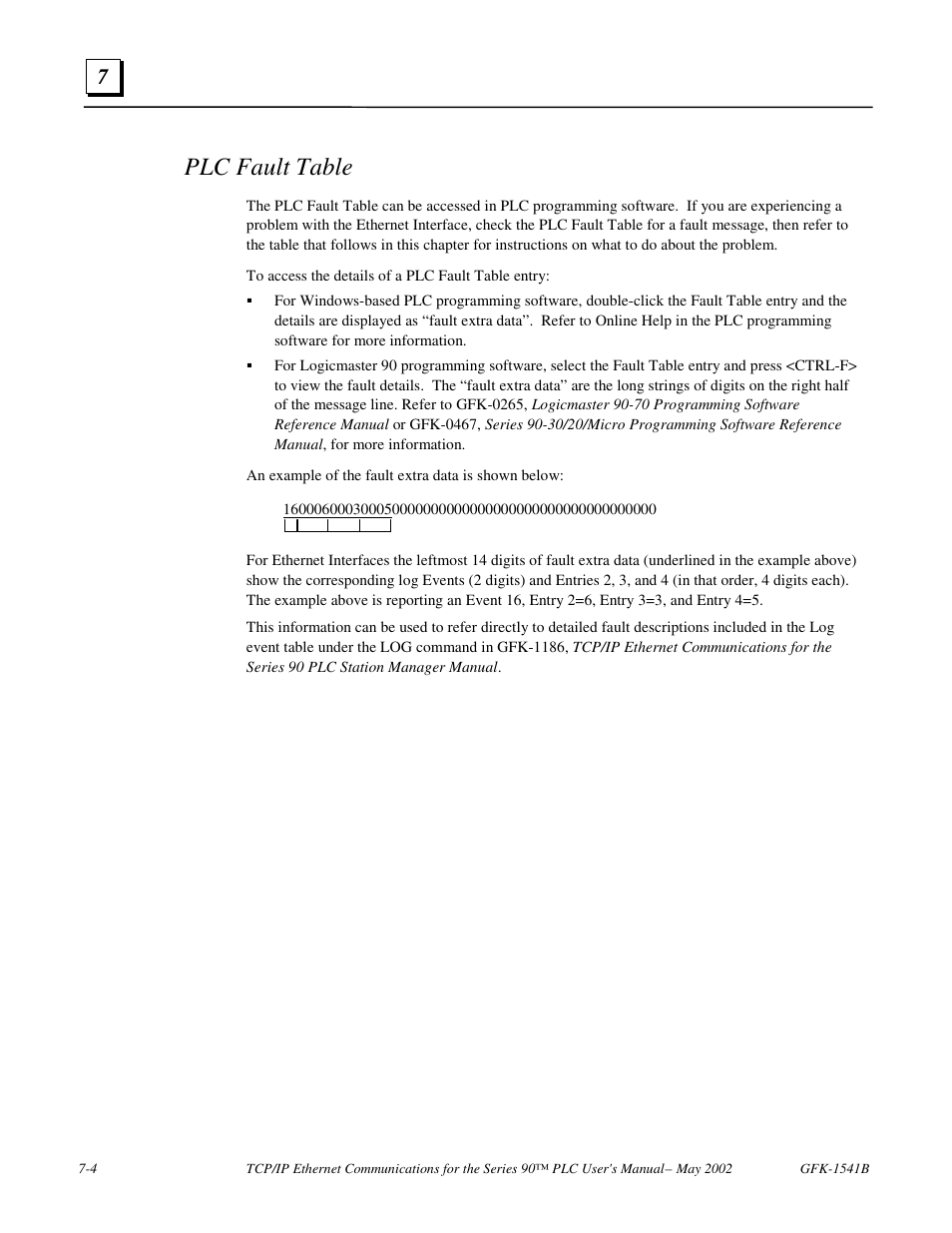 Plc fault table | GE GFK-1541B User Manual | Page 191 / 240