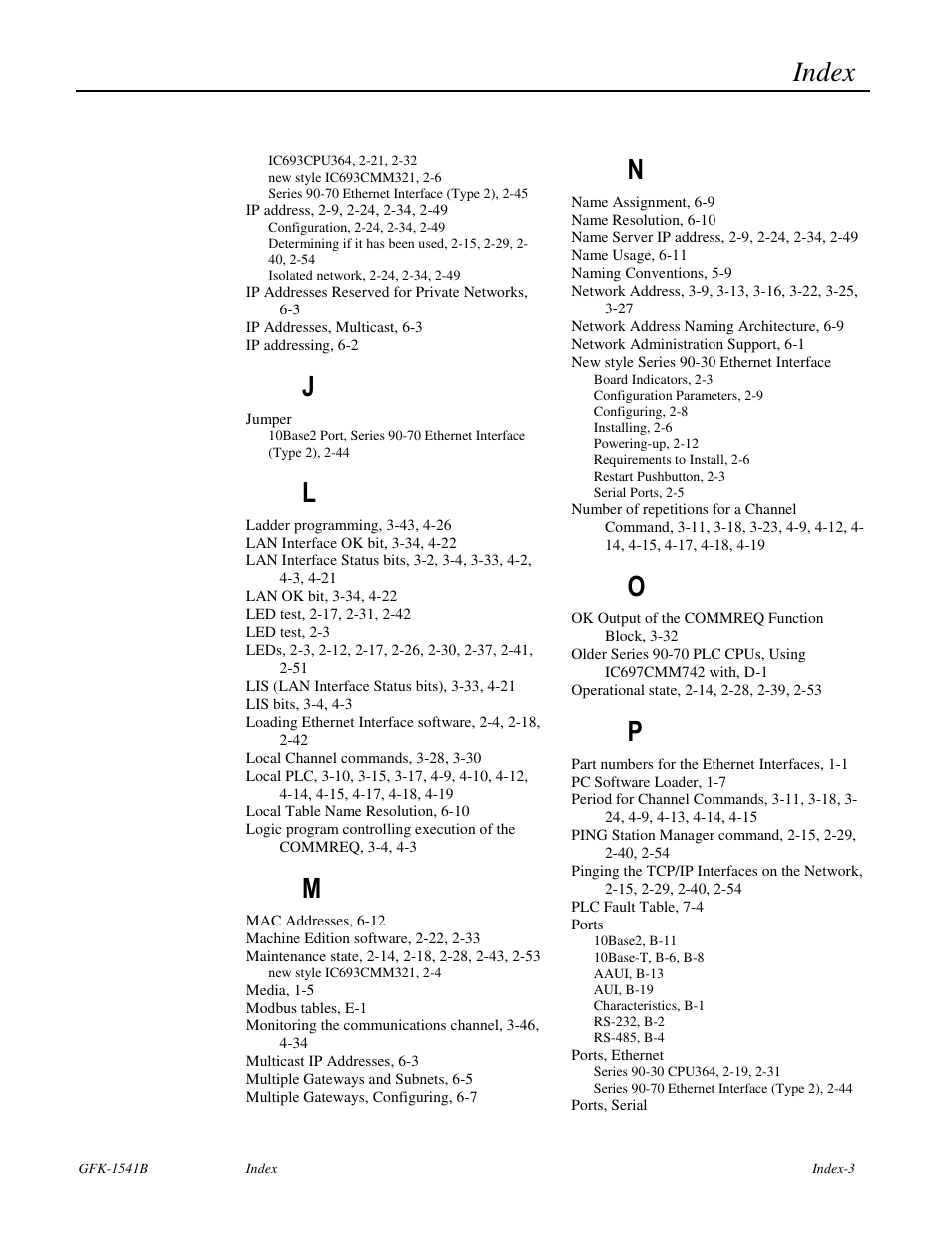 Index | GE GFK-1541B User Manual | Page 238 / 240