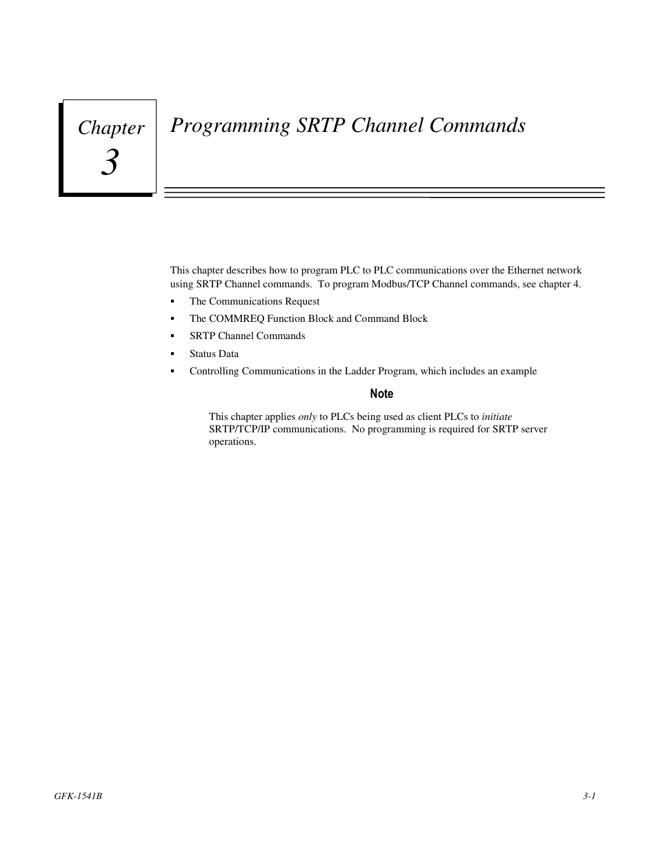 Programming srtp channel commands, Chapter | GE GFK-1541B User Manual | Page 68 / 240