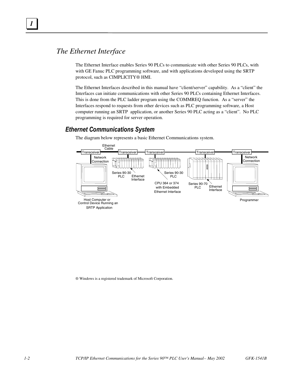 The ethernet interface, Ethernet communications system | GE GFK-1541B User Manual | Page 7 / 240