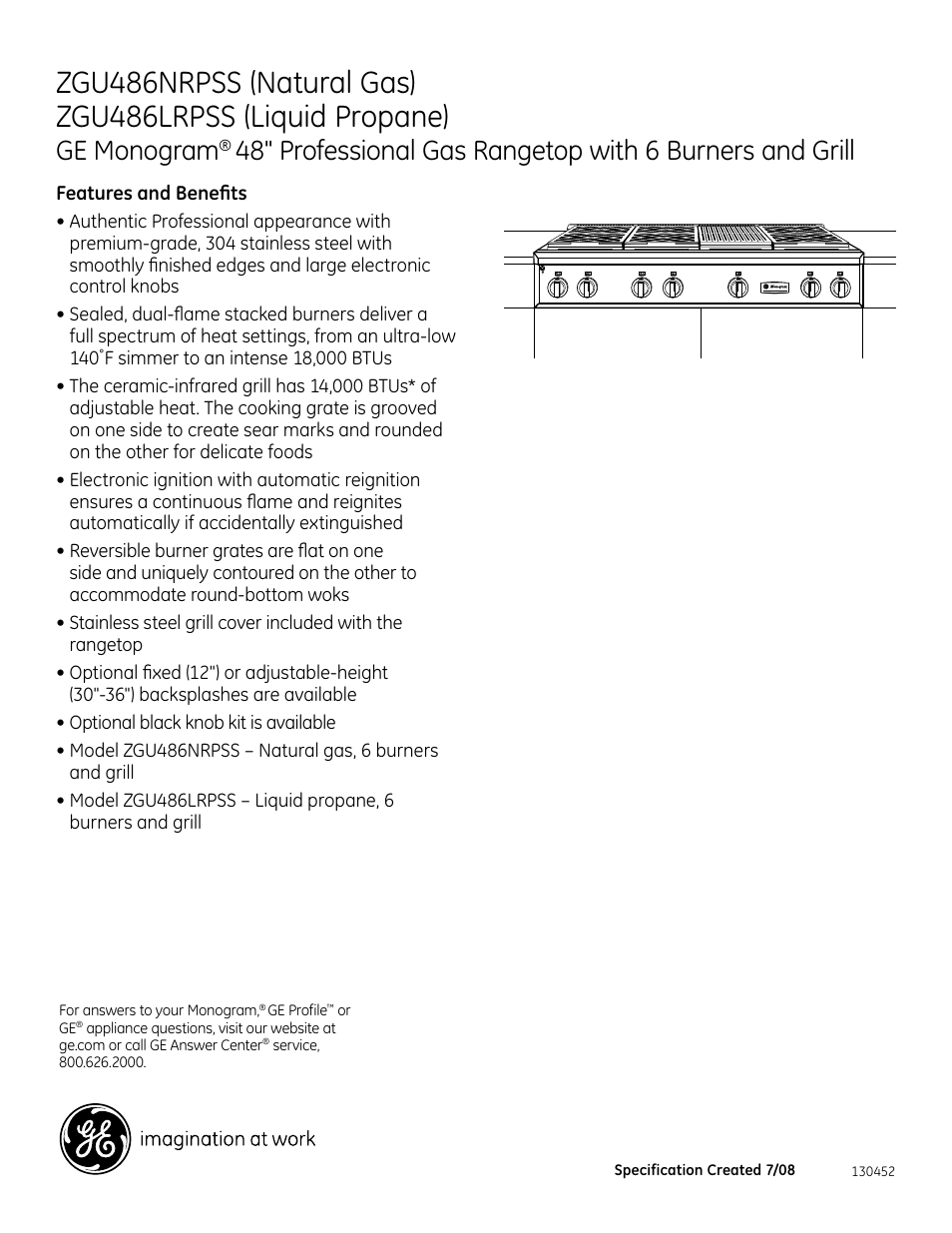 Ge monogram | GE Monogram ZGU486LRPSS User Manual | Page 3 / 3