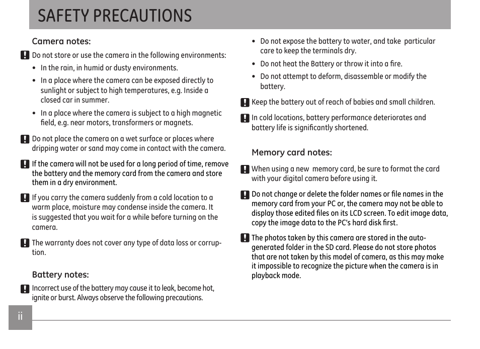 Safety precautions | GE E1680W User Manual | Page 3 / 86