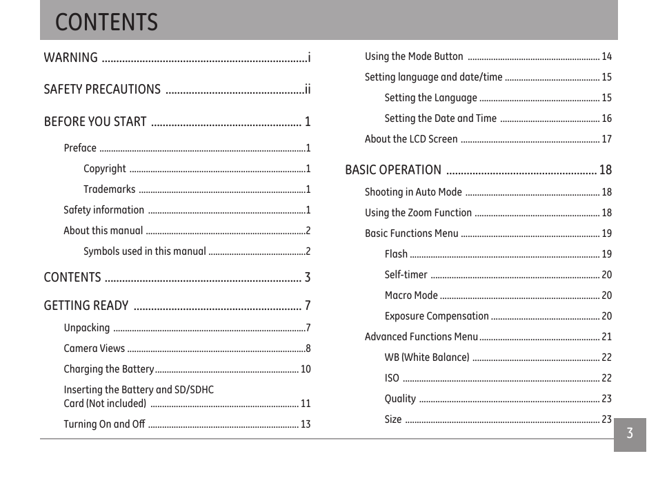 GE E1680W User Manual | Page 6 / 86