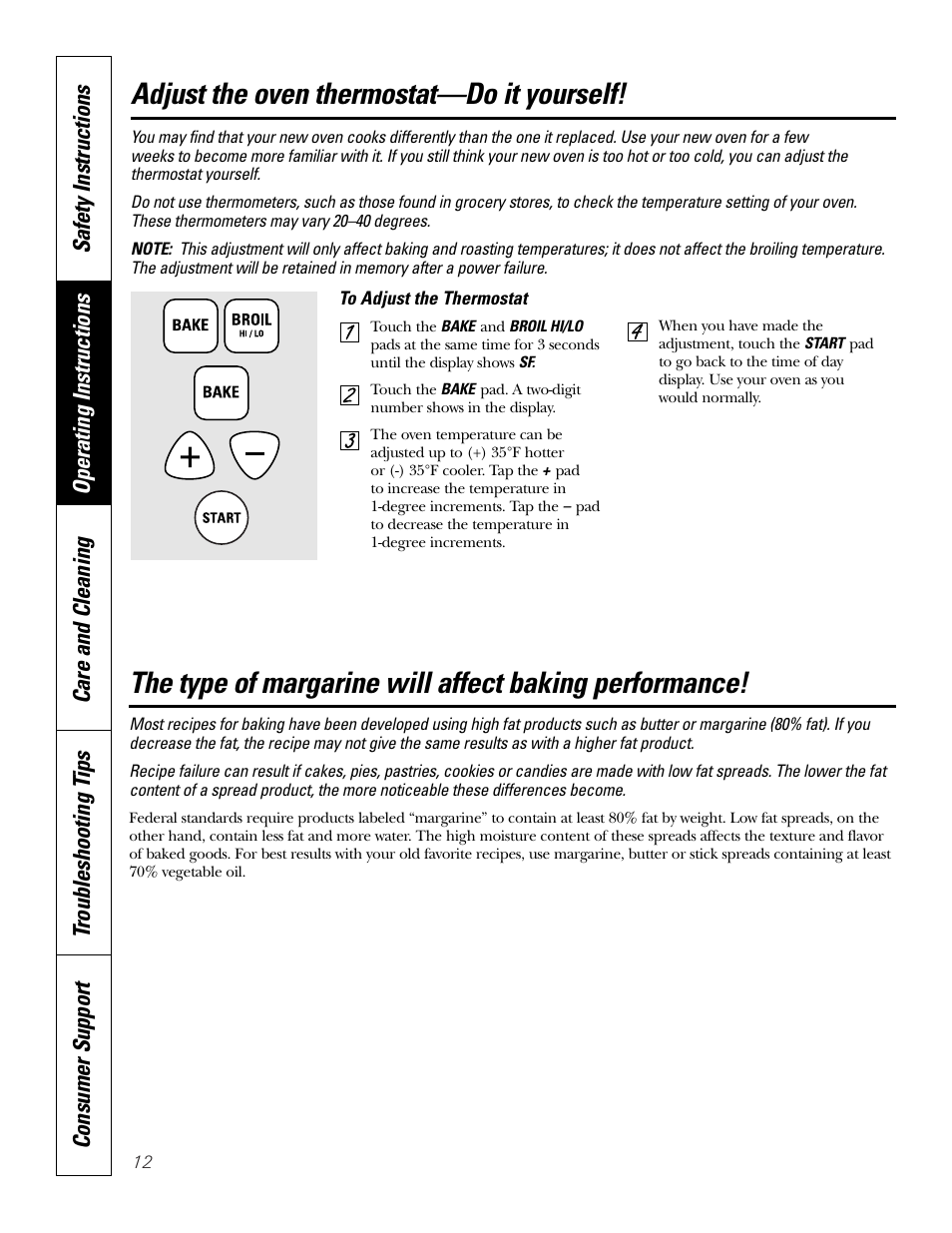 Thermostat, Adjust the oven thermostat—do it yourself | GE JRS0624 User Manual | Page 12 / 20