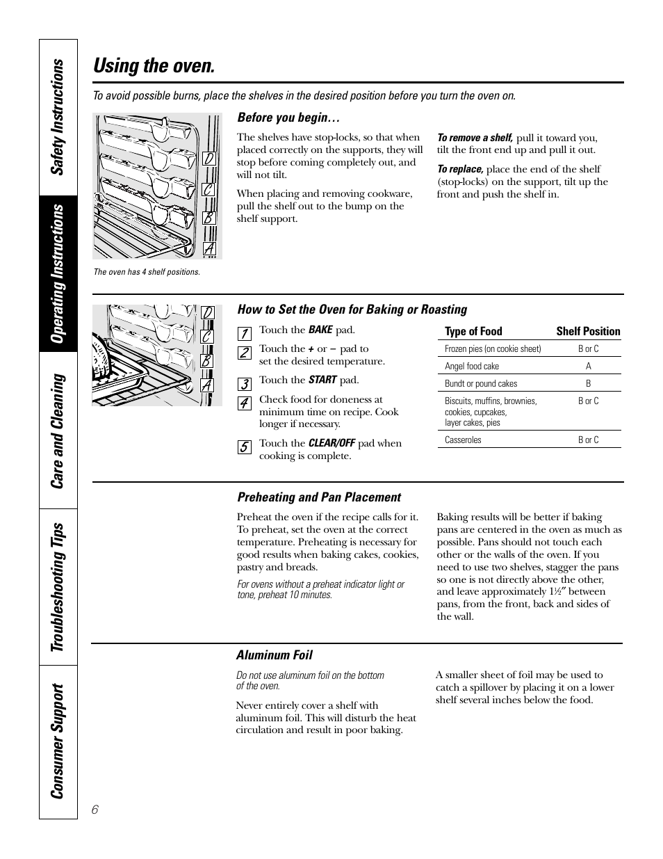 Oven, Oven , 7, Using the oven | GE JRS0624 User Manual | Page 6 / 20