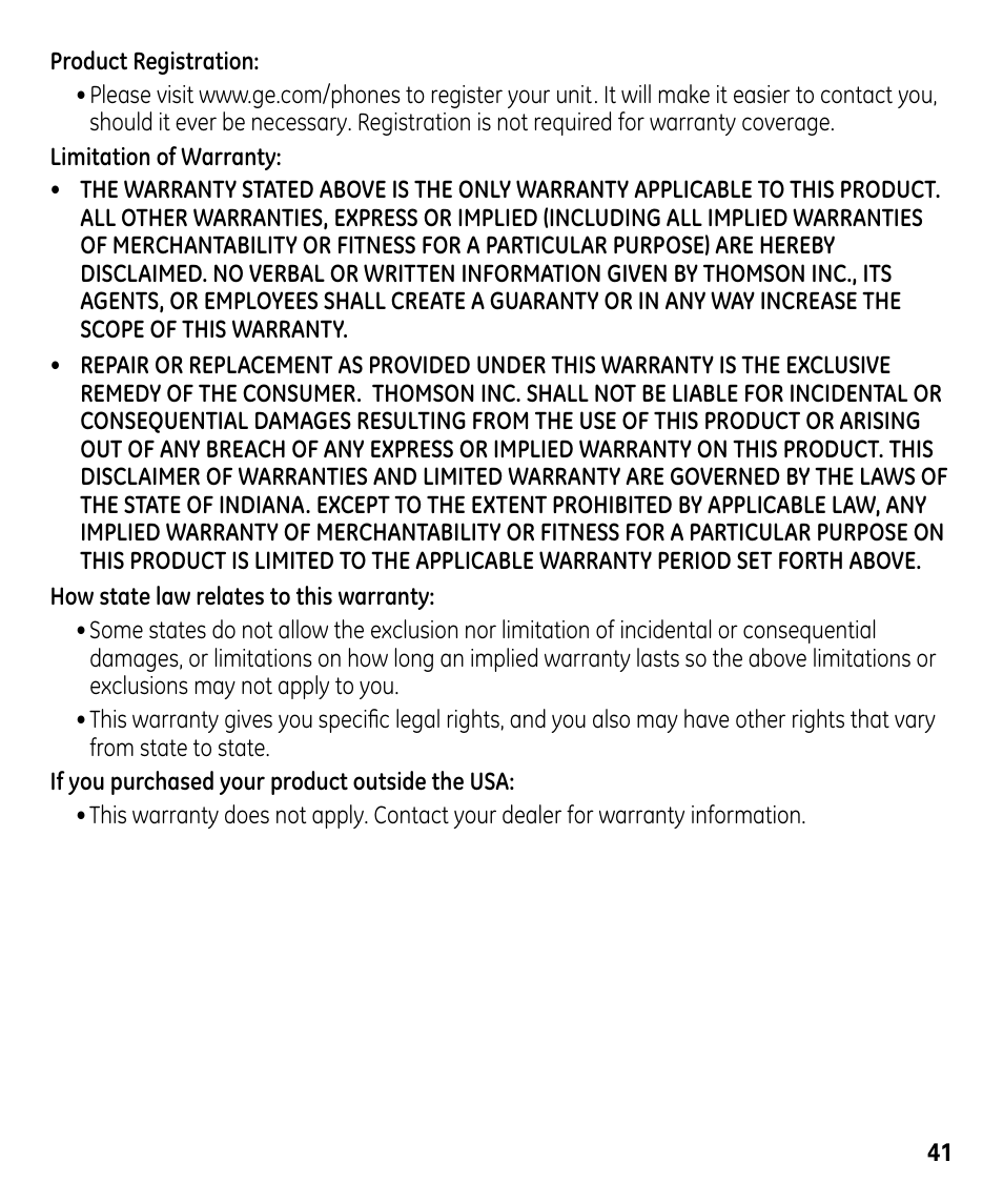 GE 00024178 User Manual | Page 41 / 44