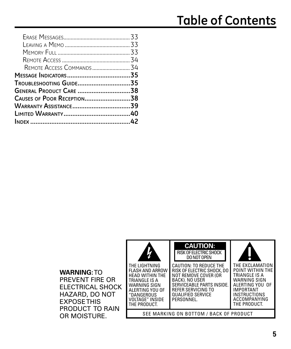 GE 00024178 User Manual | Page 5 / 44