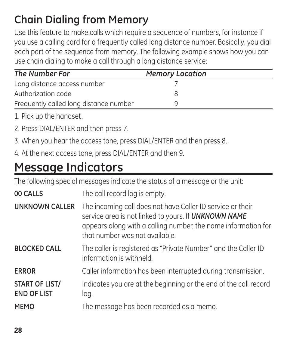 Message indicators | GE 55927740 User Manual | Page 28 / 72