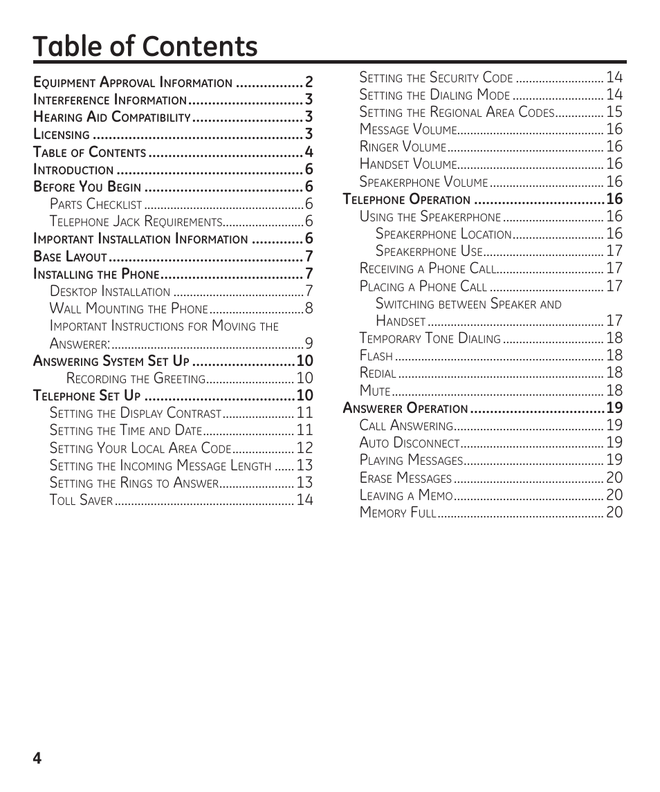 GE 55927740 User Manual | Page 4 / 72