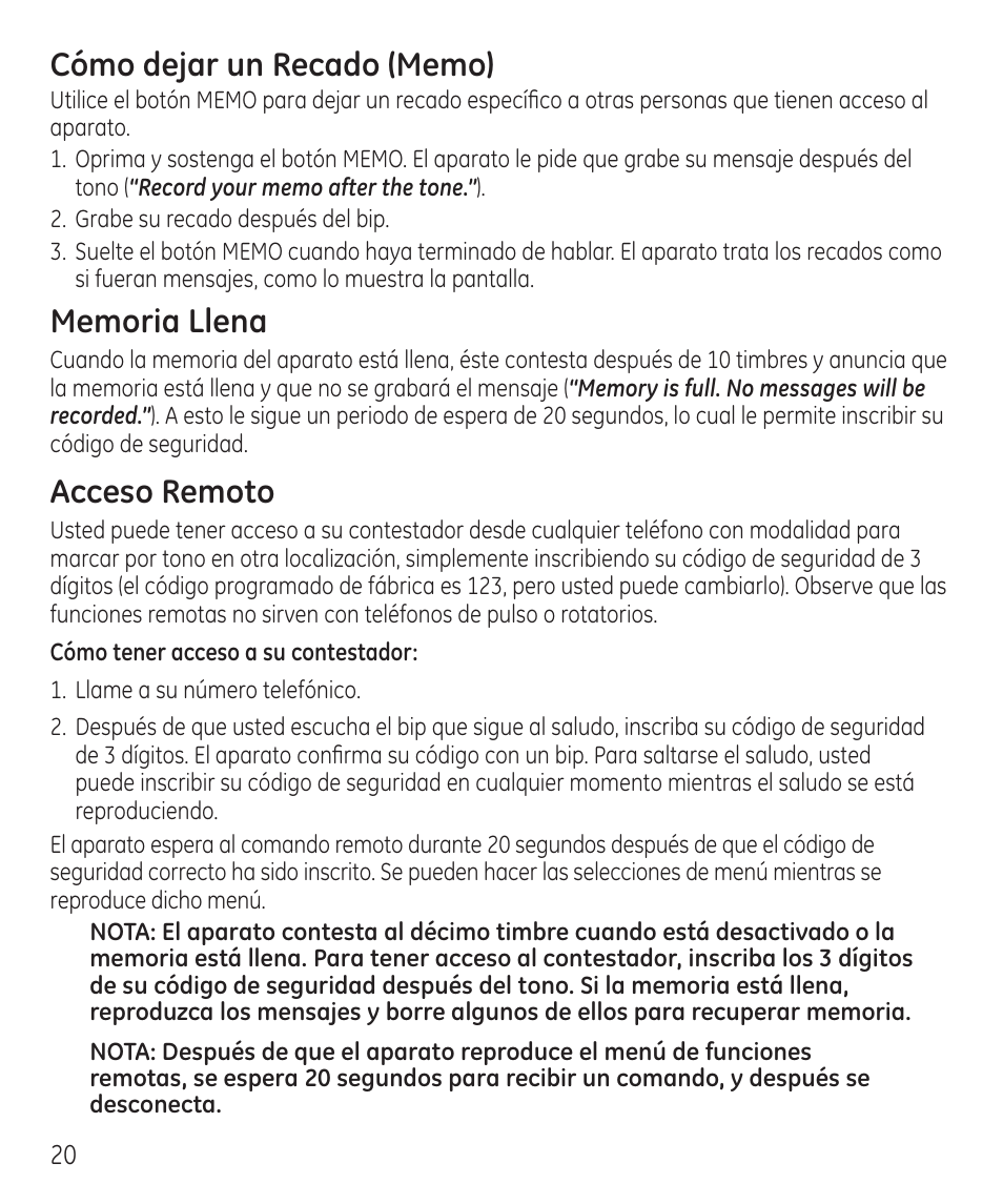 Acceso remoto | GE 55927740 User Manual | Page 56 / 72