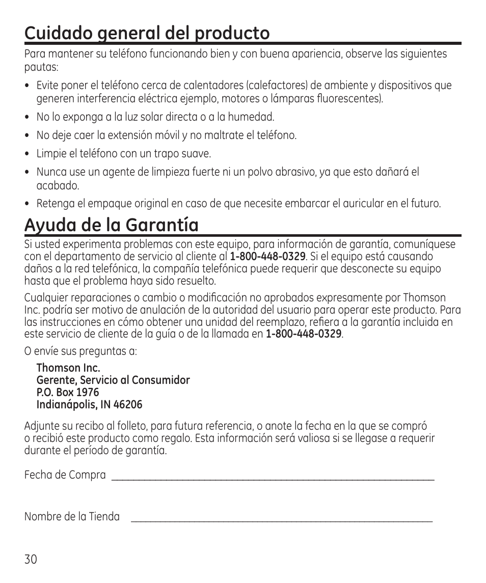 Cuidado general del producto, Ayuda de la garantía | GE 55927740 User Manual | Page 66 / 72