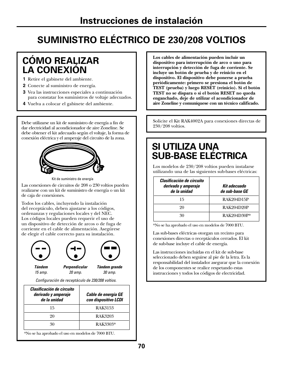 Suministro eléctrico, Suministro eléctrico –73 | GE 2800 User Manual | Page 70 / 84