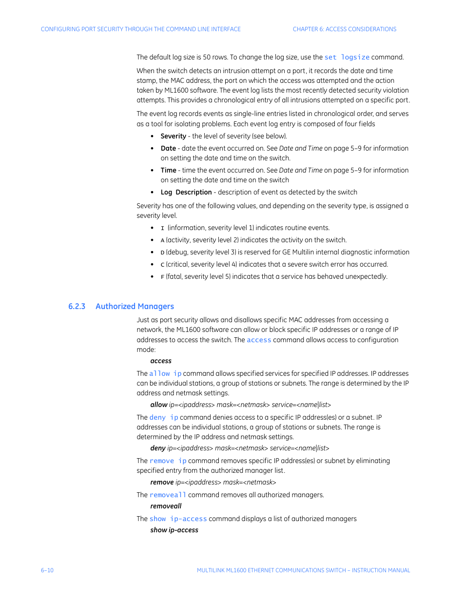 3 authorized managers, Uthorized, Anagers | GE ML1600 User Manual | Page 106 / 324