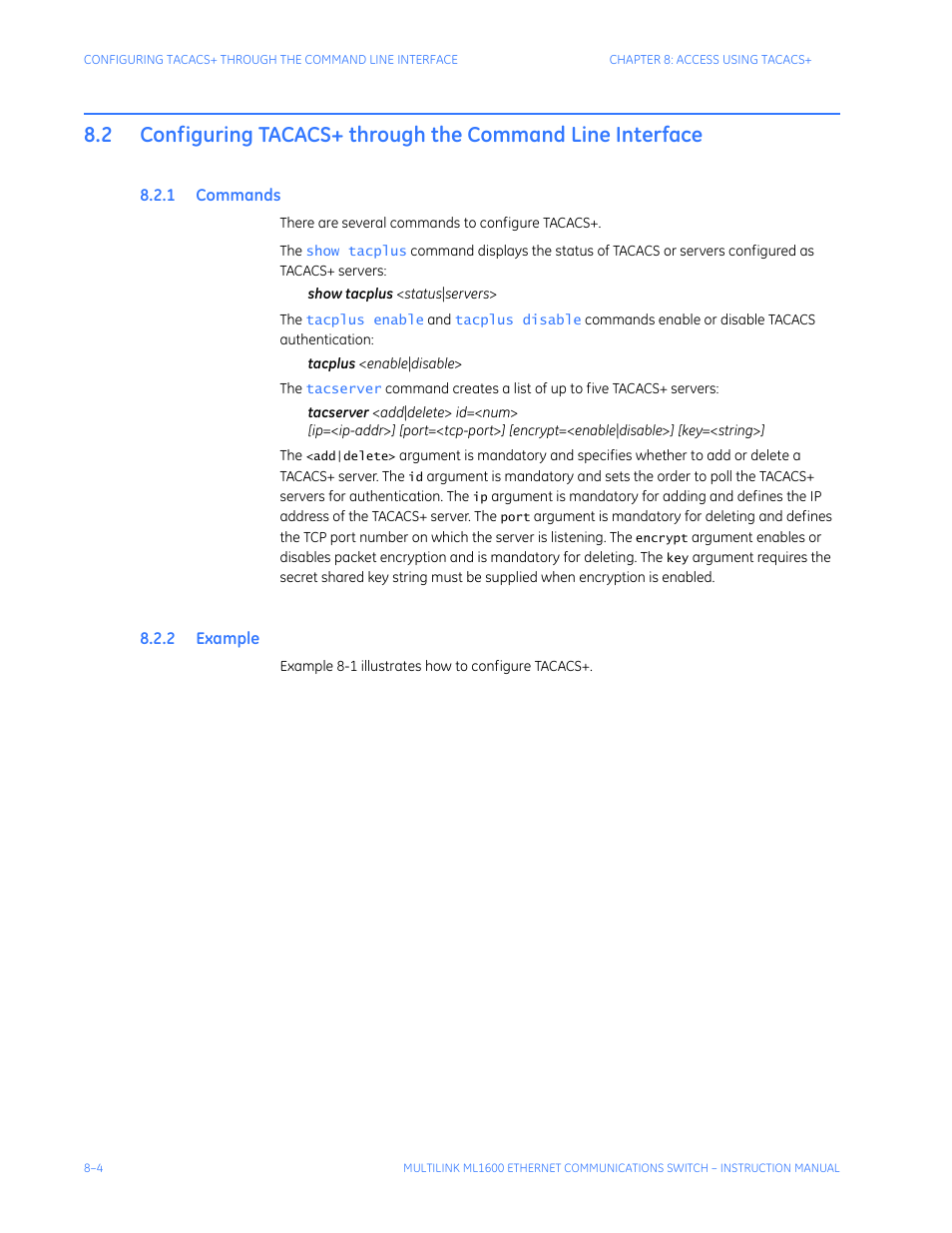 1 commands, 2 example, Ommands | Xample | GE ML1600 User Manual | Page 130 / 324