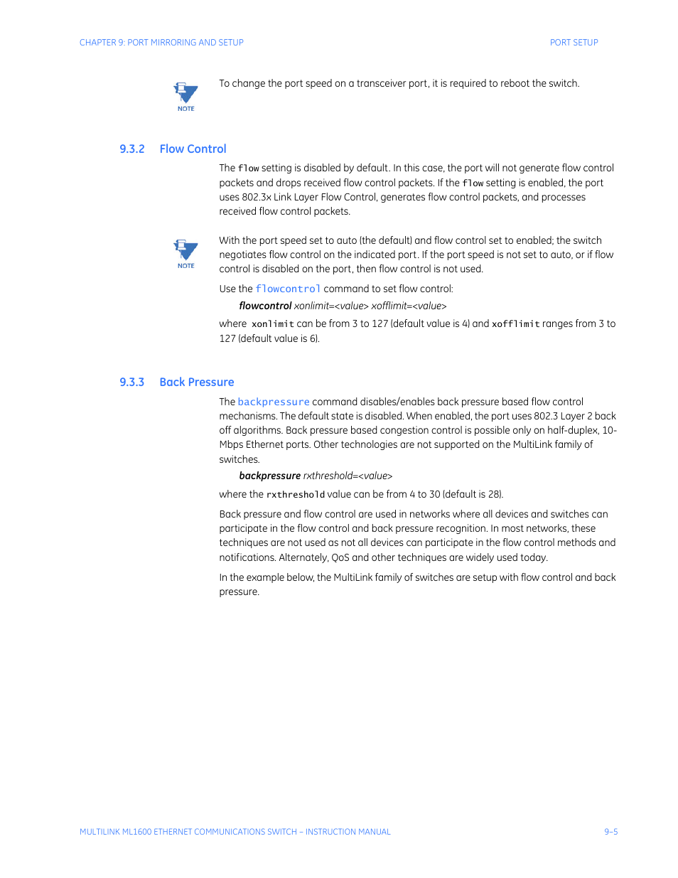 2 flow control, 3 back pressure, Ontrol | Ressure | GE ML1600 User Manual | Page 139 / 324