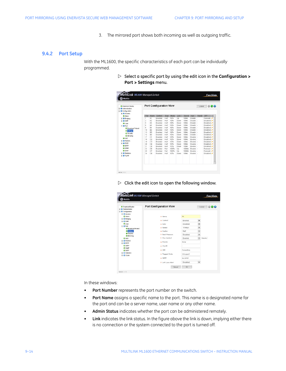2 port setup, Etup | GE ML1600 User Manual | Page 148 / 324